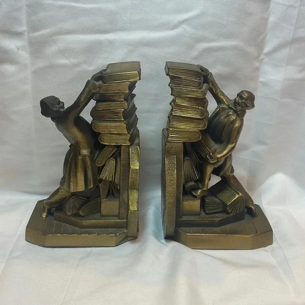 Vintage Art Deco Solid Brass Bookends - Picture 2 of 7